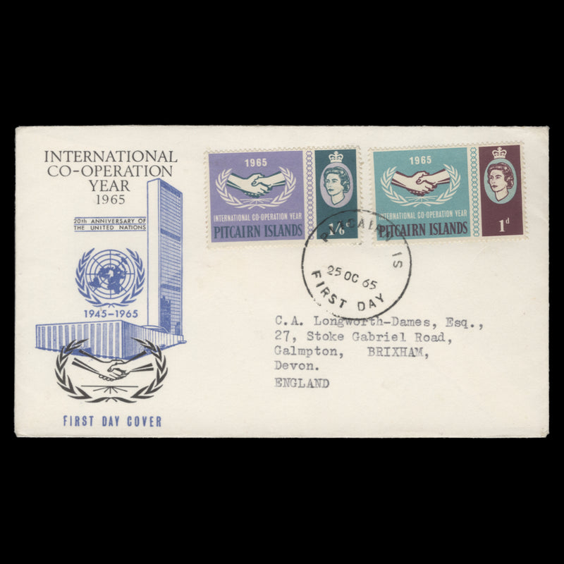 Pitcairn Islands 1965 International Cooperation Year first day cover