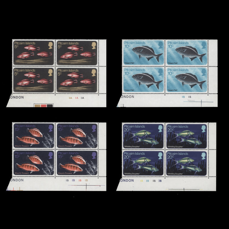 Pitcairn Islands 1970 (MNH) Fishes plate blocks