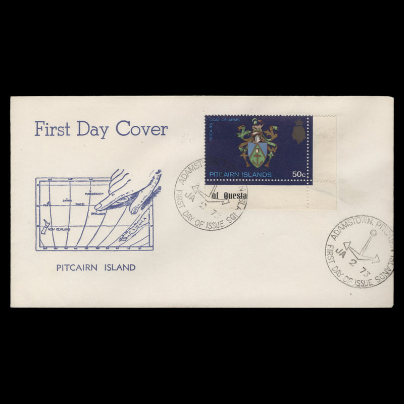 Pitcairn Islands 1973 Coat of Arms first day cover