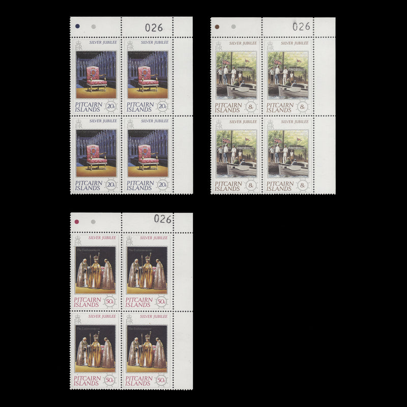 Pitcairn Islands 1977 (MNH) Silver Jubilee sheet number blocks