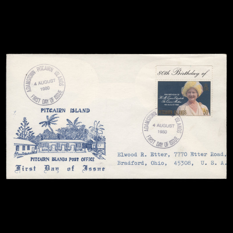 Pitcairn Islands 1980 Queen Mother's Birthday first day cover