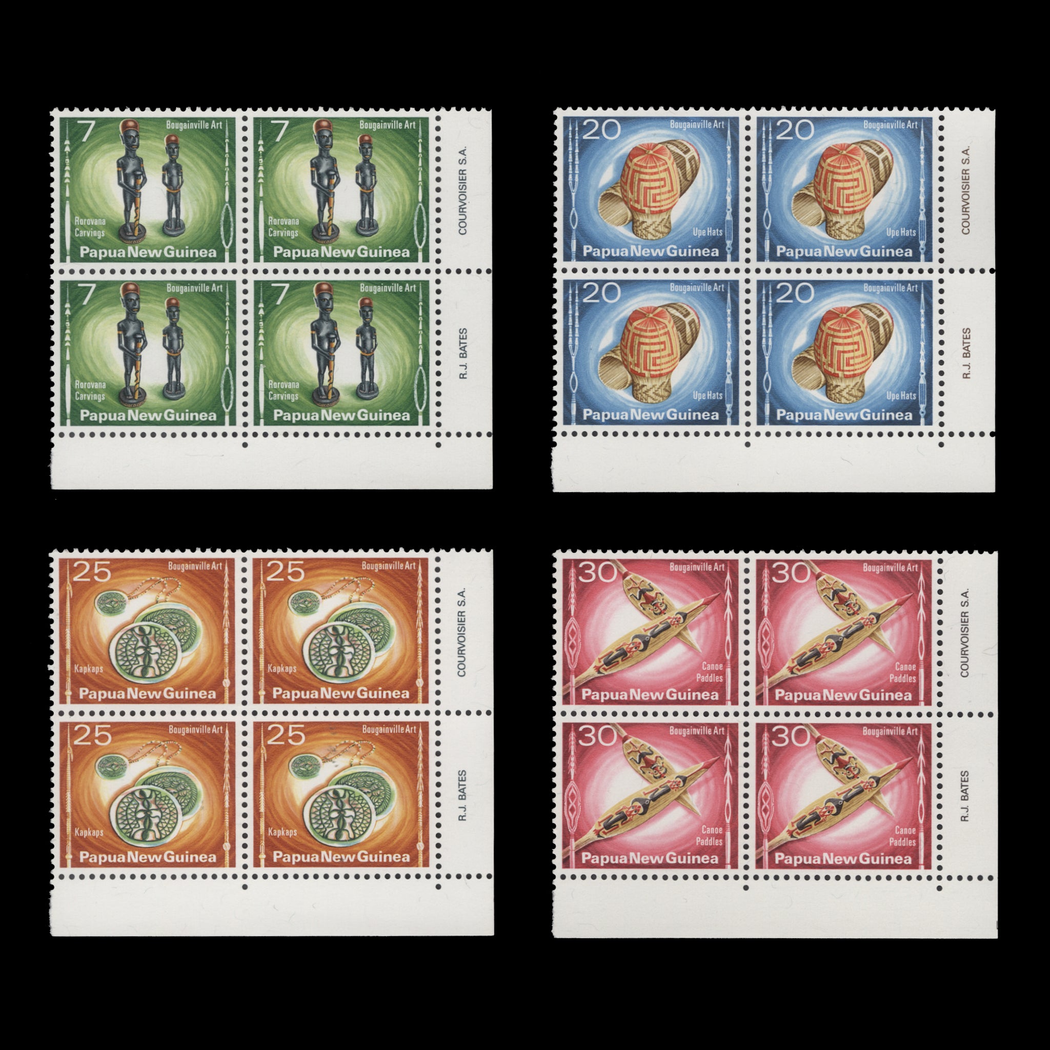 Papua New Guinea 1976 (MNH) Bougainville Art imprint blocks – ZEBOOSE.COM