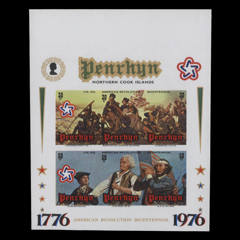 Penrhyn 1976 American Revolution Bicentenary imperf proof miniature sheet