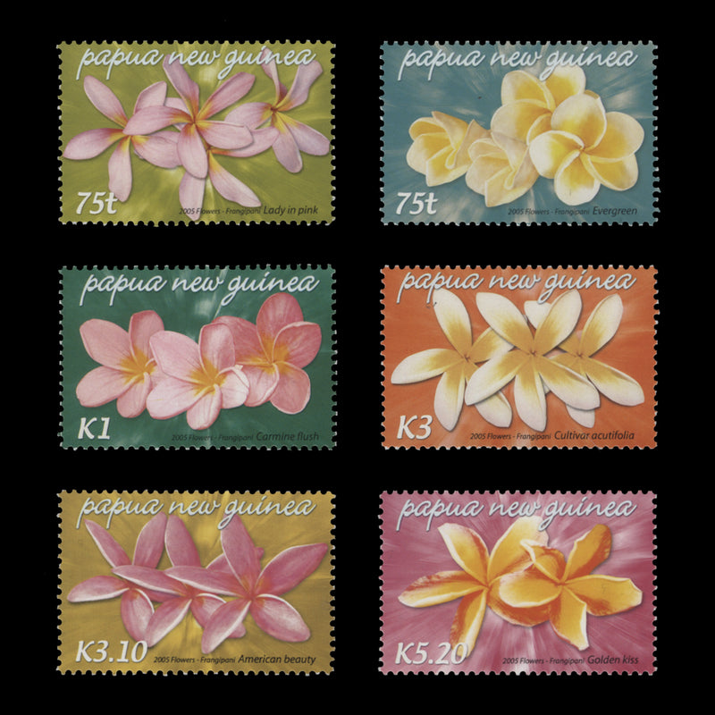 Papua New Guinea 2005 (MNH) Frangipani Flowers set