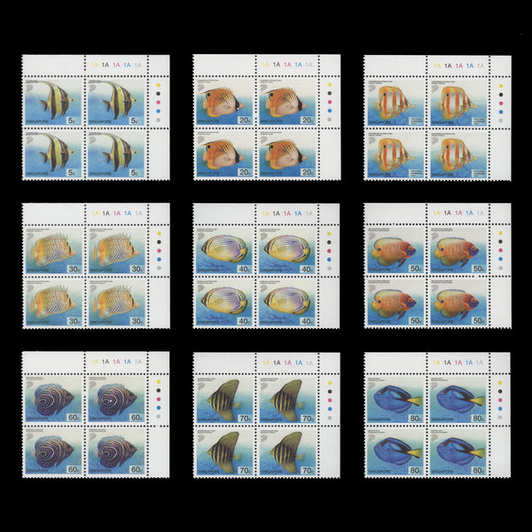 Singapore 2001 (MNH) Tropical Marine Fish Definitives plate blocks