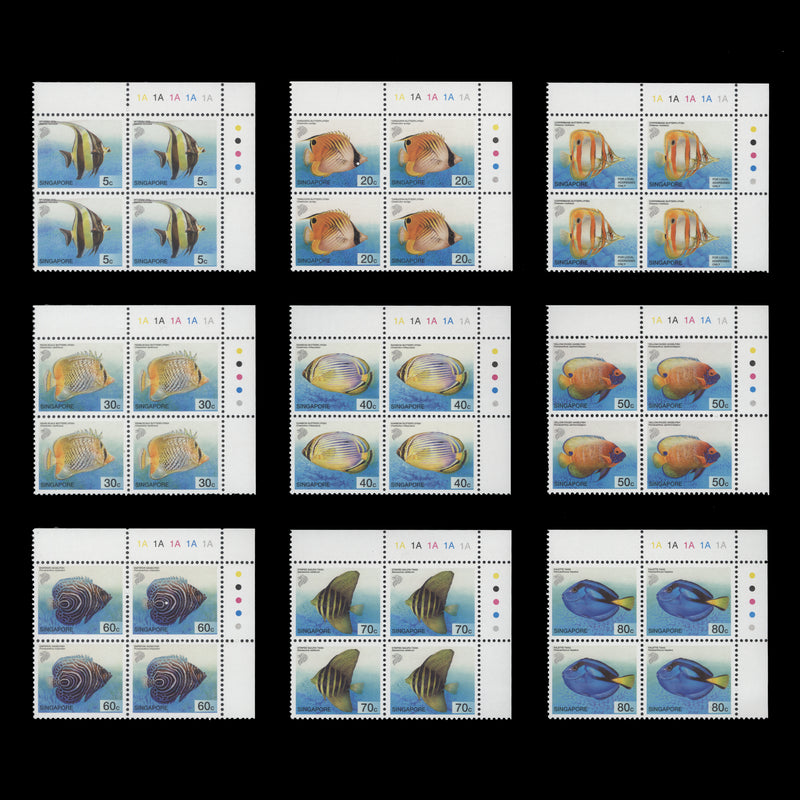 Singapore 2001 (MNH) Tropical Marine Fish Definitives plate blocks