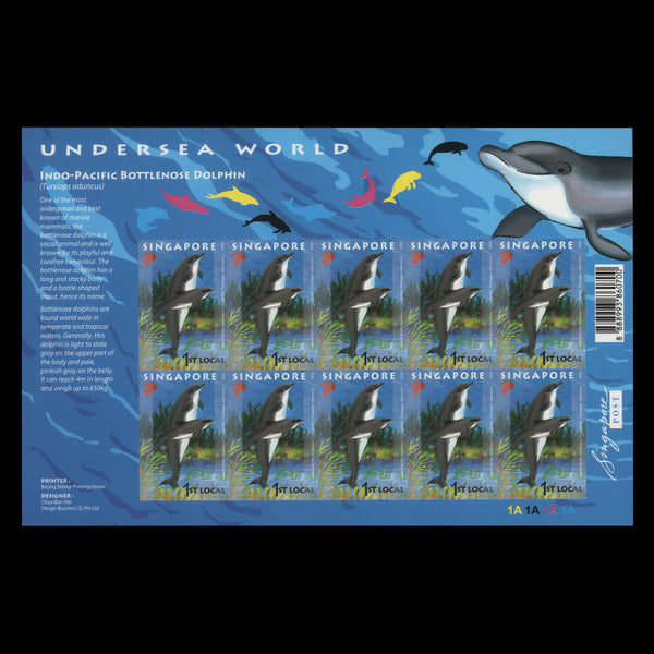 Singapore 2006 (MNH) Sea Mammals self-adhesive sheetlet