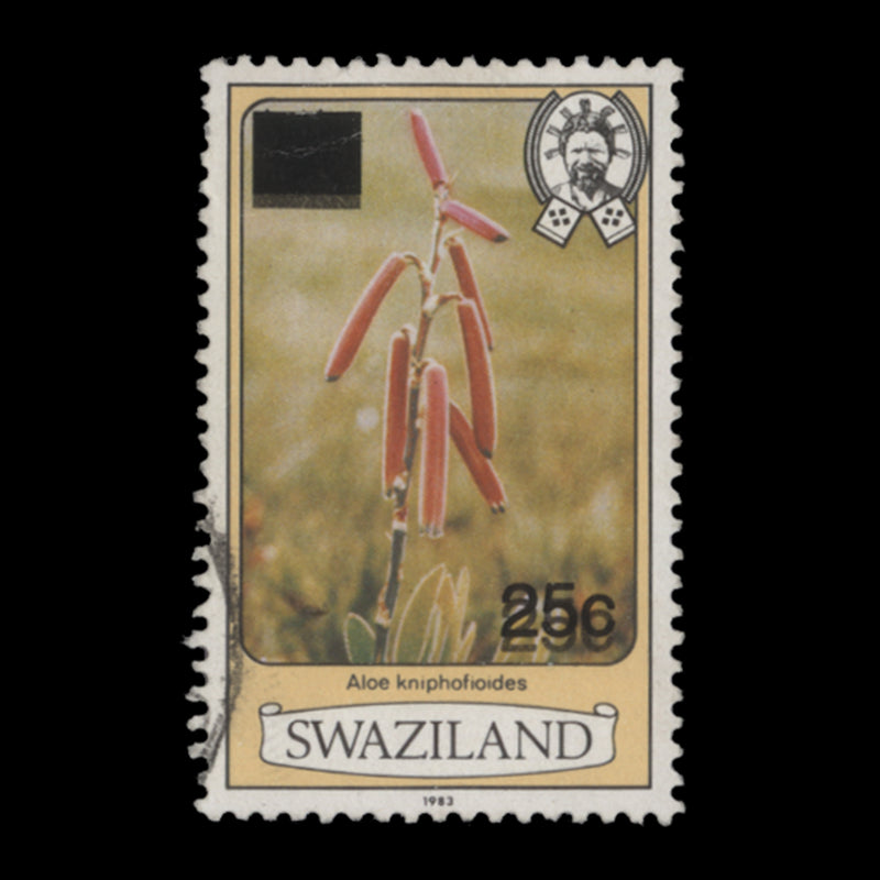 Swaziland 1984 (Variety) 25c/6c Aloe Kniphofioides with double surcharge