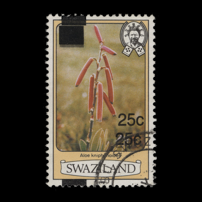 Swaziland 1984 (Variety) 25c/6c Aloe Kniphofioides with triple surcharge