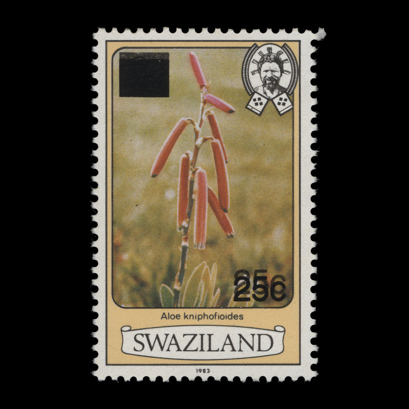 Swaziland 1984 (Variety) 25c/6c Aloe Kniphofioides with double surcharge