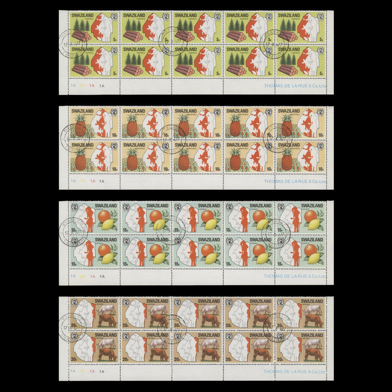 Swaziland 1977 (CTO) Region Maps imprint/plate blocks