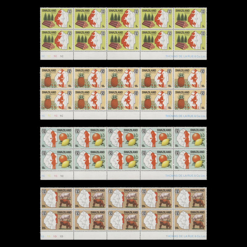 Swaziland 1977 (MNH) Region Maps imprint/plate blocks