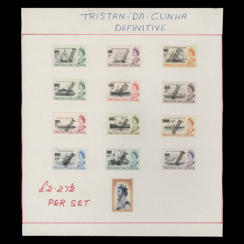 Tristan da Cunha 1971 Ships Provisionals display set with SPECIMEN overprint