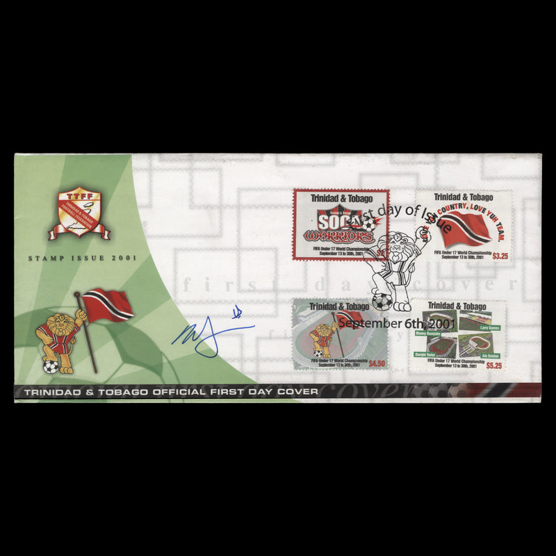 Trinidad & Tobago 2001 Under 17 World Football Championship first day cover signed by designer