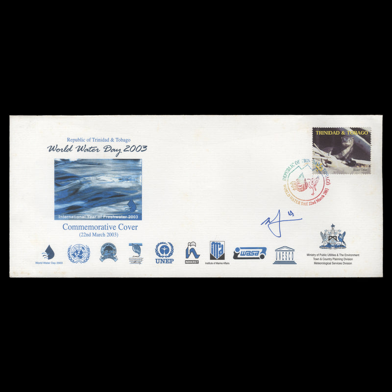 Trinidad & Tobago 2003 World Water Day commemorative cover signed by designer