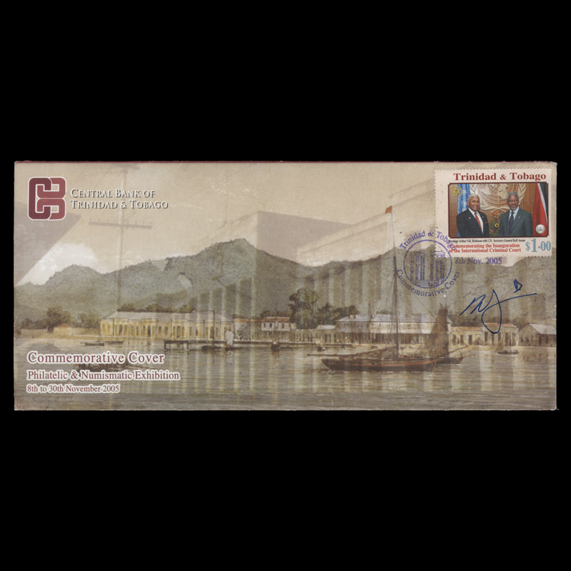 Trinidad & Tobago 2005 Philatelic & Numismatic Exhibition commemorative cover signed by designer