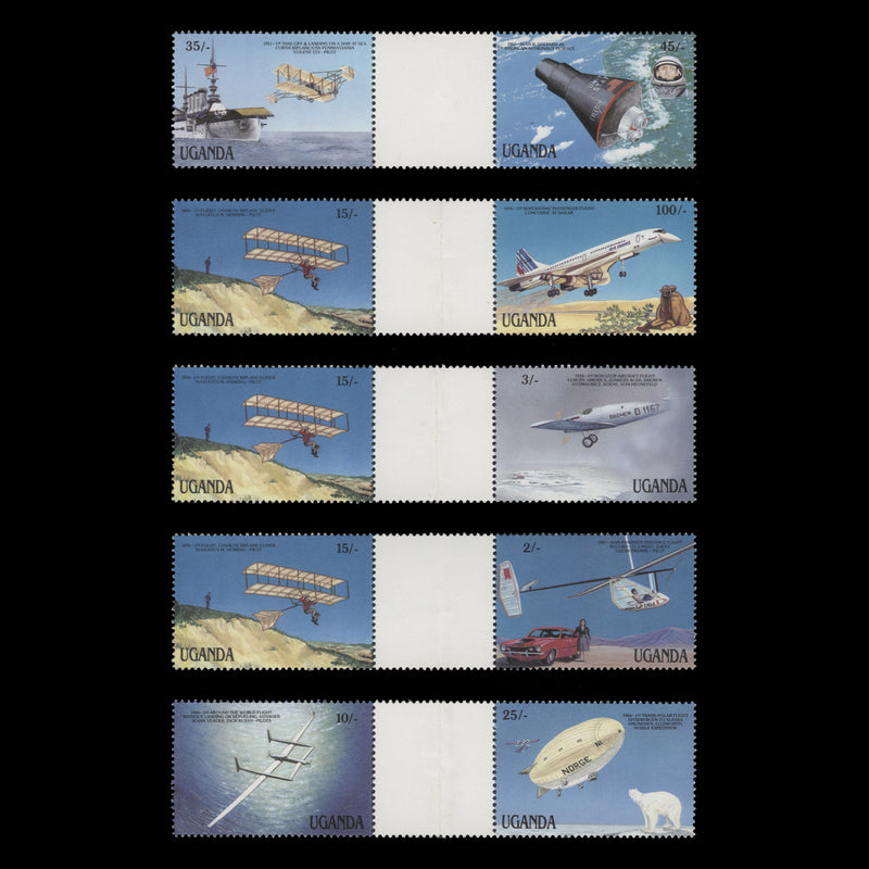 Uganda 1987 (MNH) Transportation Milestones horizontal gutter pairs