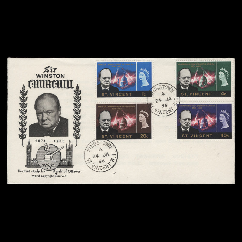 Saint Vincent 1966 (FDC) Churchill Commemoration, KINGSTOWN