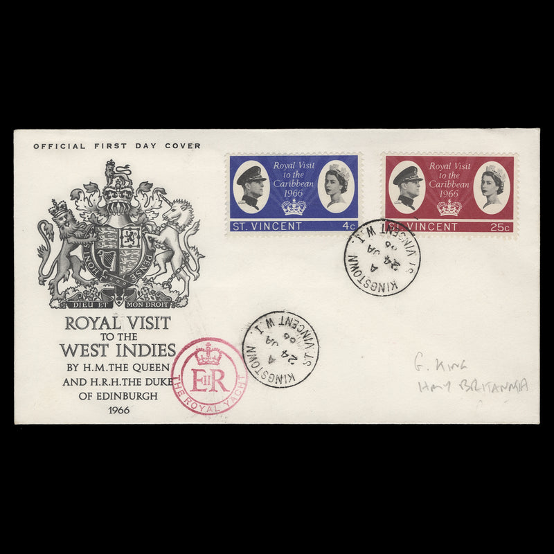 Saint Vincent 1966 Royal Visit to the Caribbean pre-release cover, KINGSTON