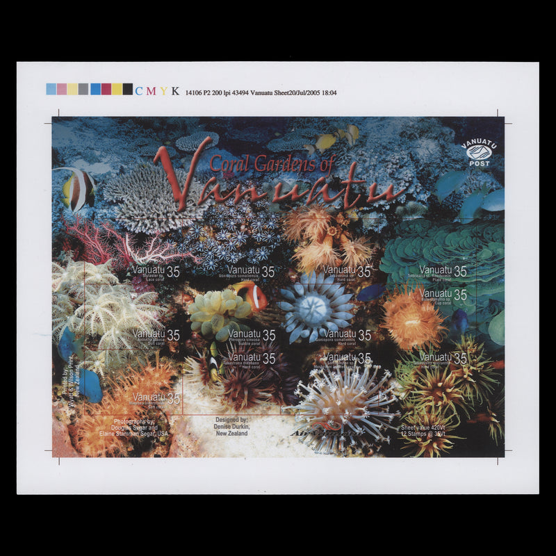 Vanuatu 2005 Coral Gardens proof sheetlet