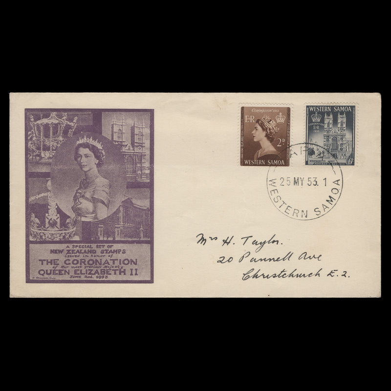 Samoa 1953 Coronation first day cover, APIA