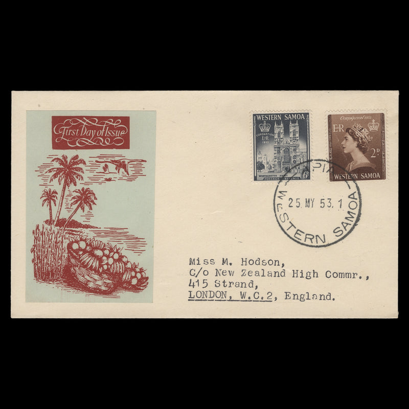 Samoa 1953 Coronation first day cover, APIA