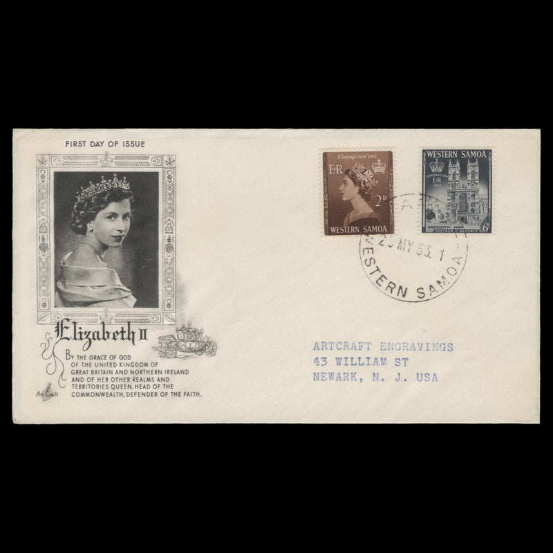 Samoa 1953 Coronation first day cover, APIA