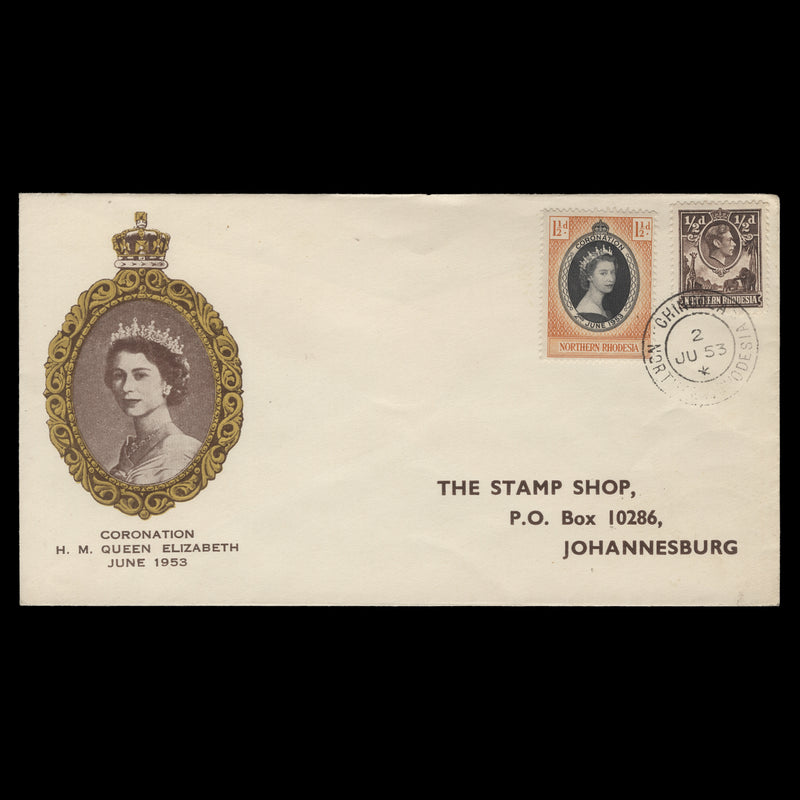 Northern Rhodesia 1953 (FDC) 1½d Coronation, CHINGOLA