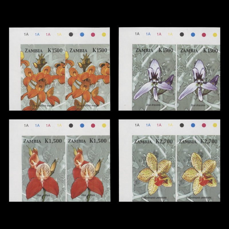 Zambia 2005 Orchids imperforate proof traffic light/plate pairs