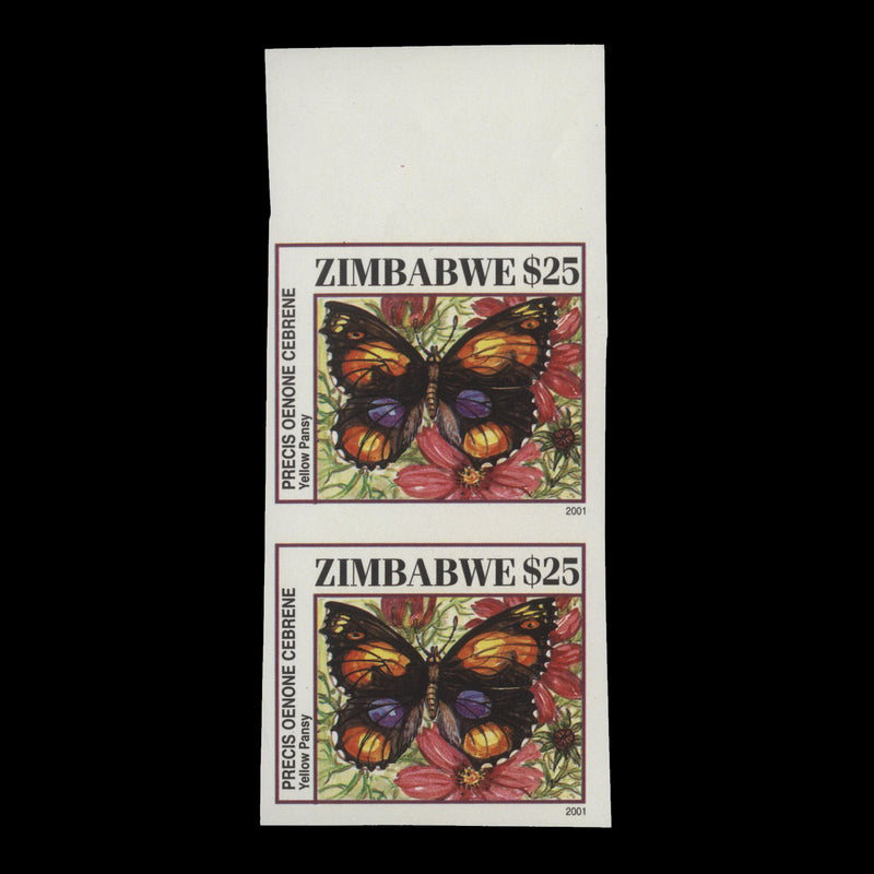 Zimbabwe 2001 Yellow Pansy imperf proof pair