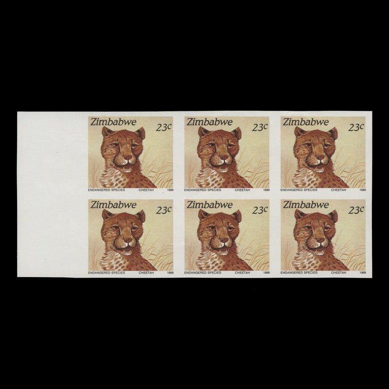 Zimbabwe 1989 Cheetah imperf proof block