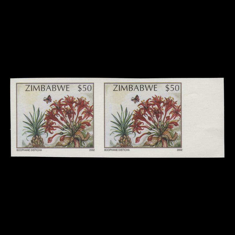 Zimbabwe 2002 Boophane Disticha imperf proof pair