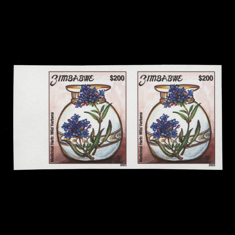 Zimbabwe 2003 Wild Verbena imperf proof pair