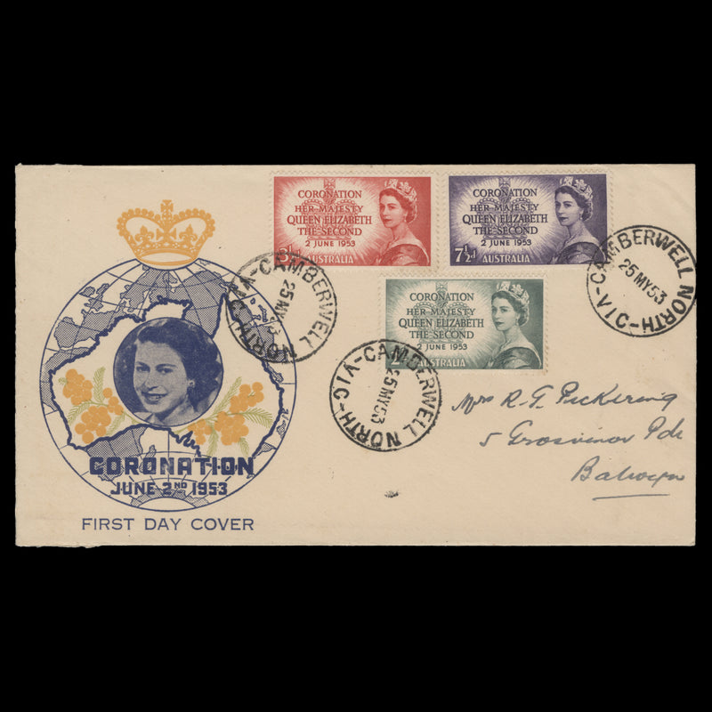 Australia 1953 Coronation first day cover, CAMBERWELL NORTH