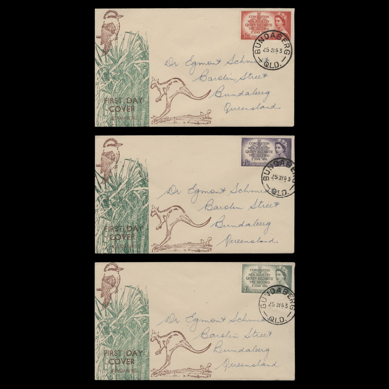 Australia 1953 Coronation first day covers, BUNDABERG