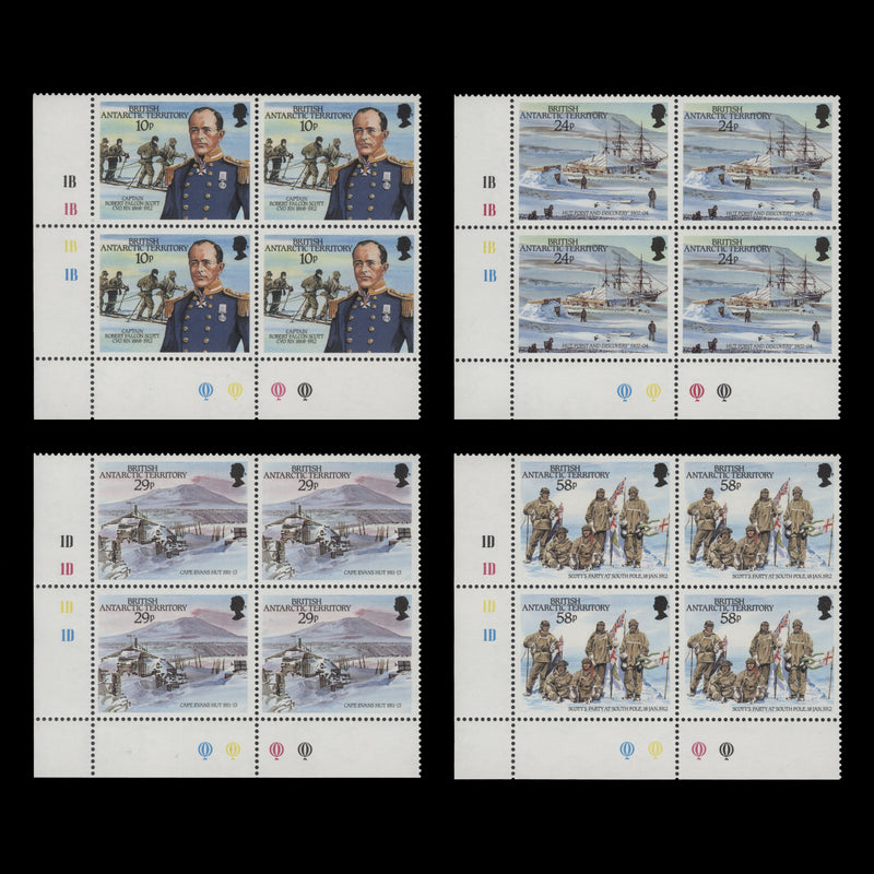 BAT 1987 (MNH) Scott's Arrival at South Pole plate blocks