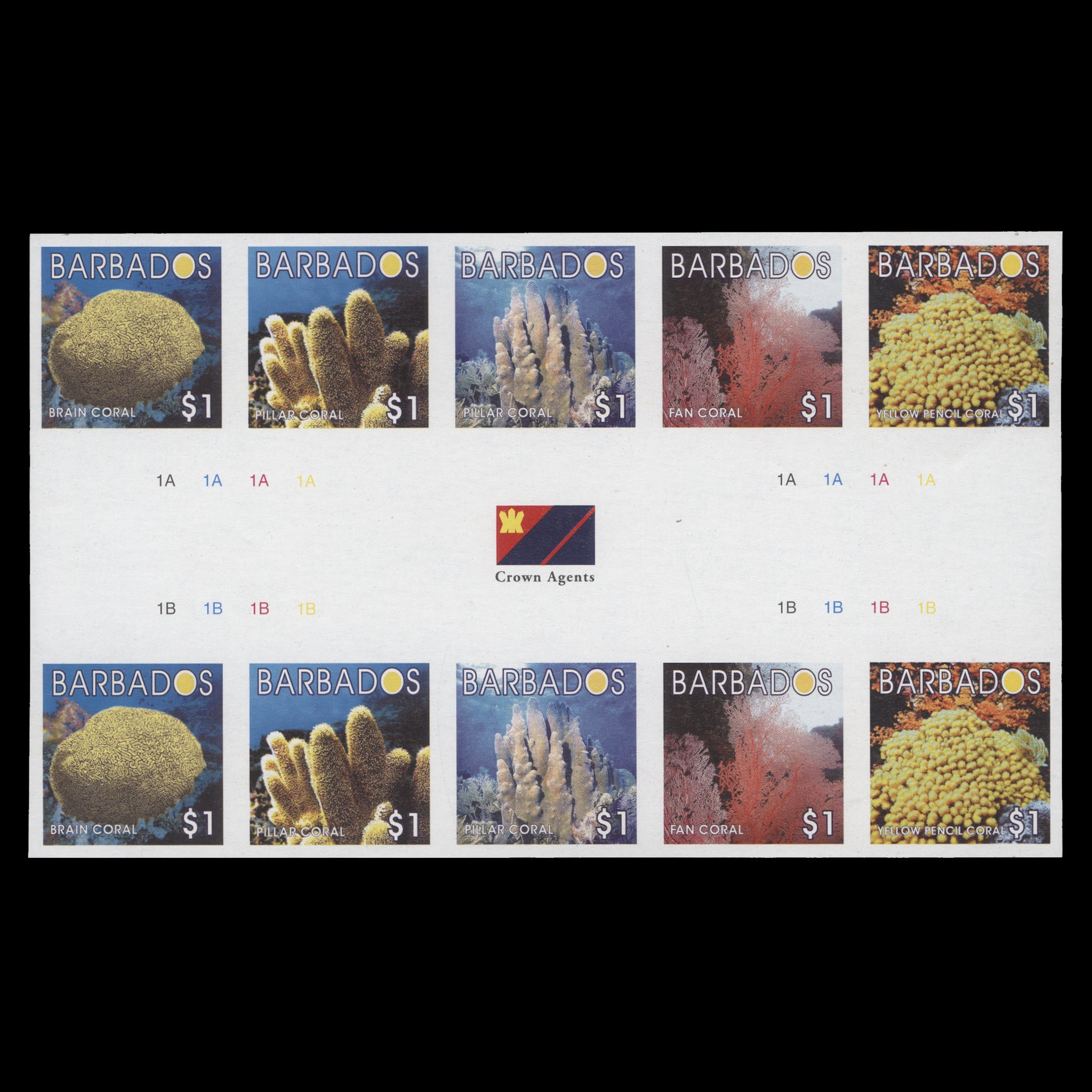 Barbados 2004 Coral imperforate proof gutter plate block – ZEBOOSE.COM