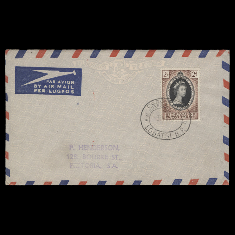 Bechuanaland 1953 (FDC) 2d Coronation, LOBATSI