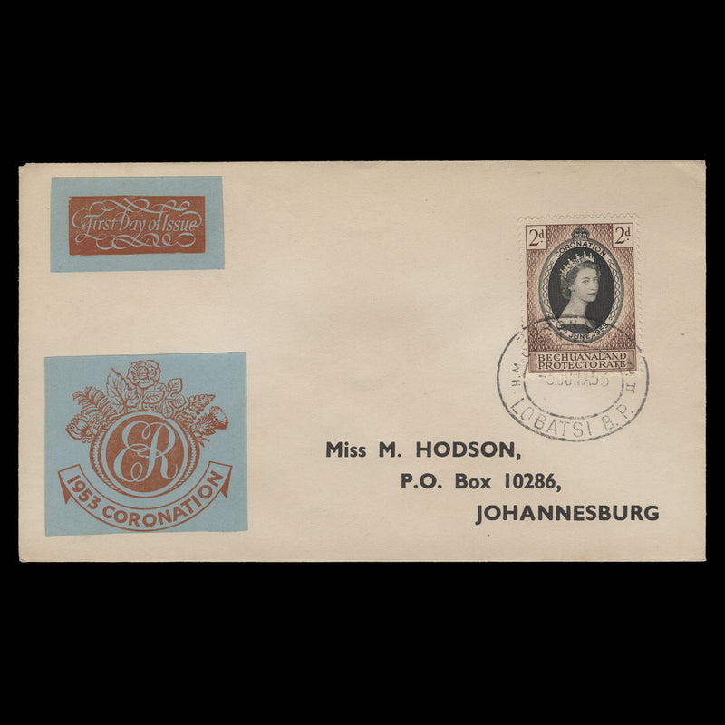 Bechuanaland 1953 (FDC) 2d Coronation, LOBATSI