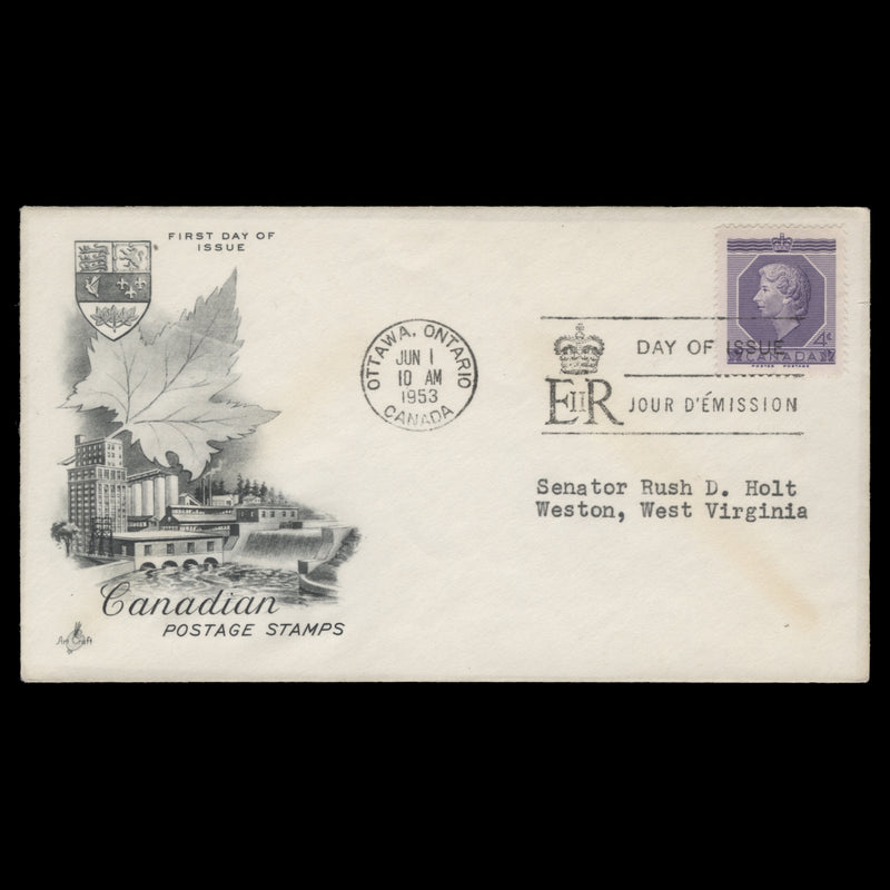 Canada 1953 (FDC) 4c Coronation, OTTAWA