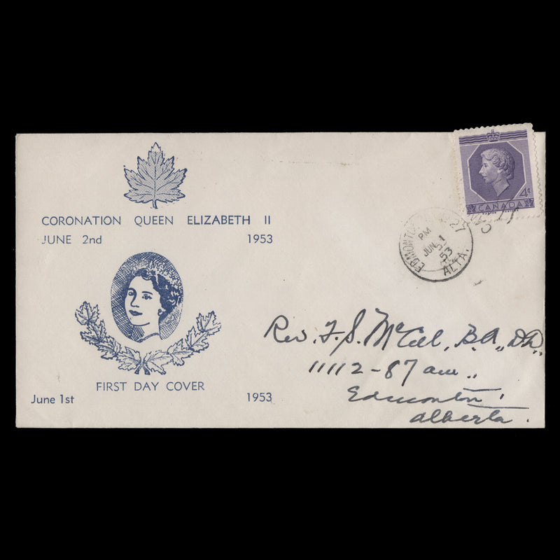 Canada 1953 (FDC) 4c Coronation, EDMONTON