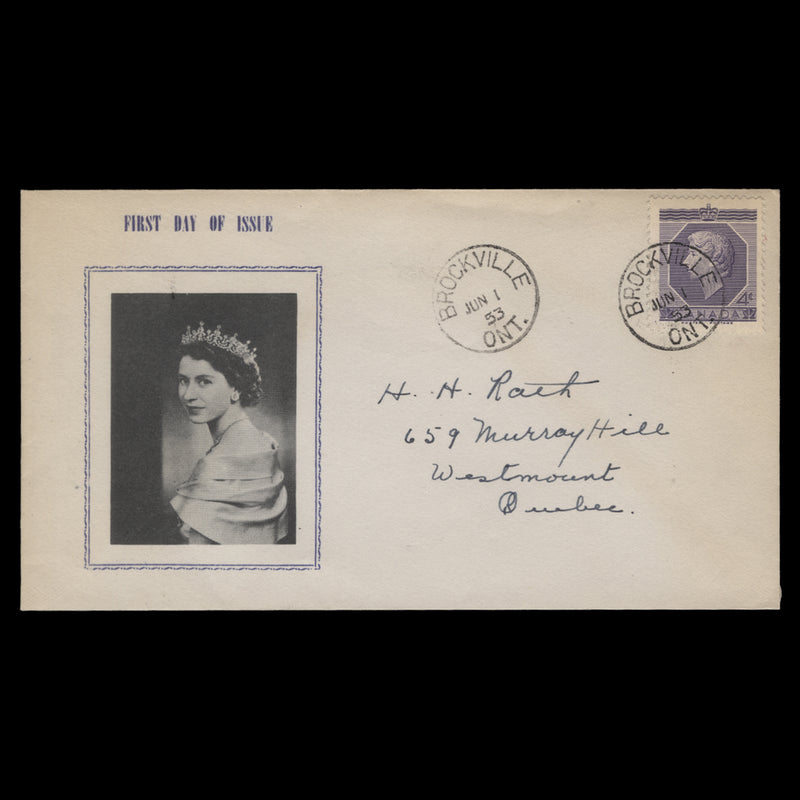 Canada 1953 (FDC) 4c Coronation, BROCKVILLE