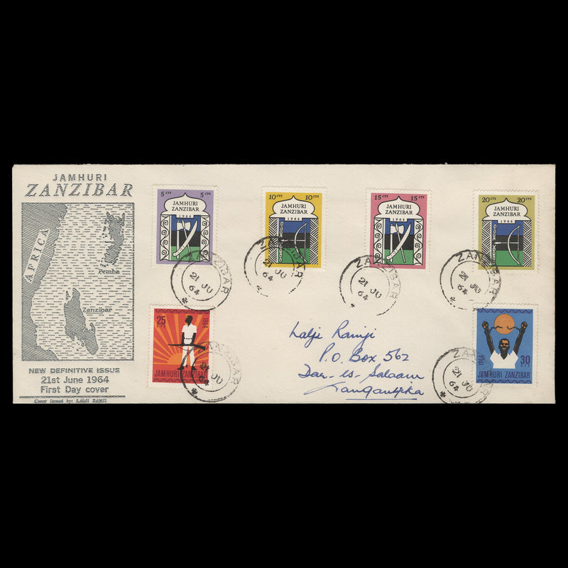 Zanzibar 1964 Definitives first day cover