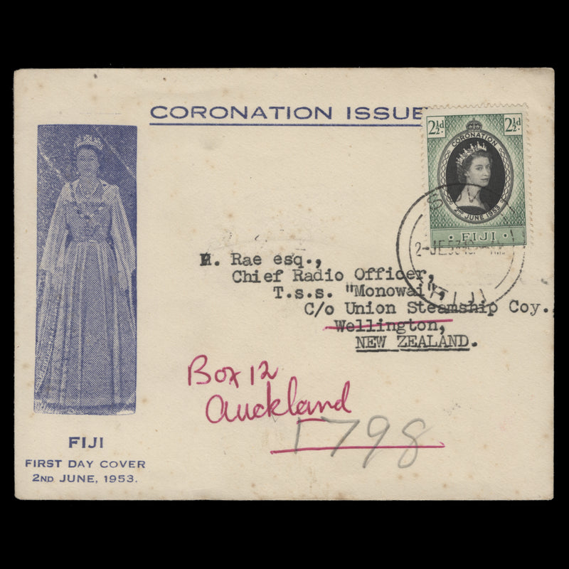 Fiji 1953 (FDC) 2½d Coronation, SUVA