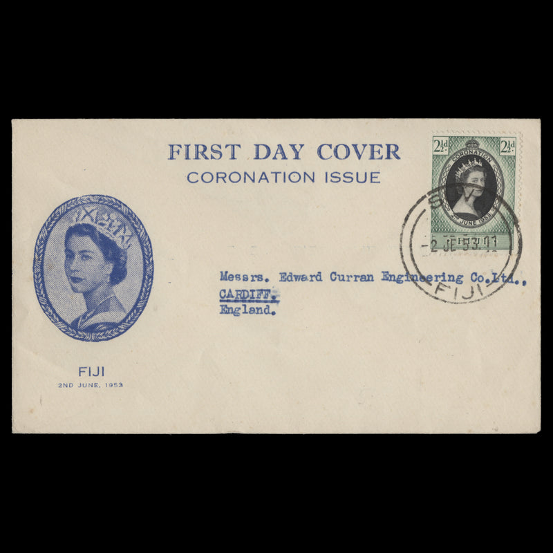 Fiji 1953 (FDC) 2½d Coronation, SUVA