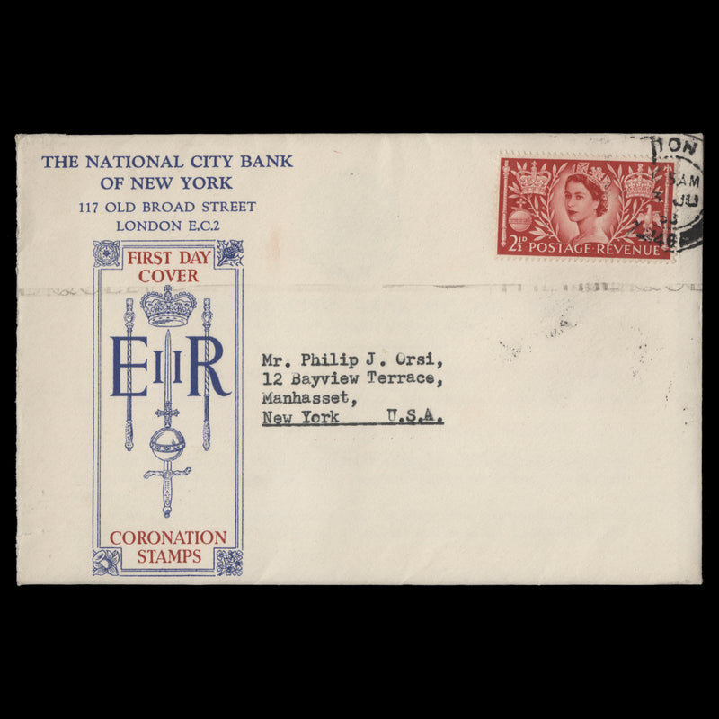 Great Britain 1953 (FDC) 2½d Coronation, LONDON