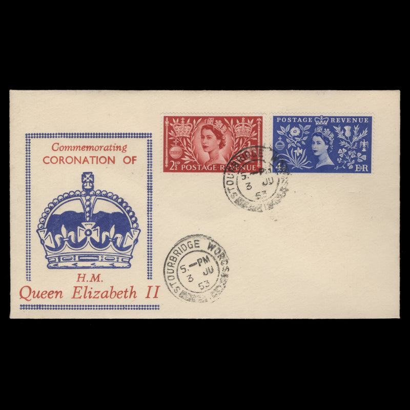 Great Britain 1953 Coronation first day cover, STOURBRIDGE