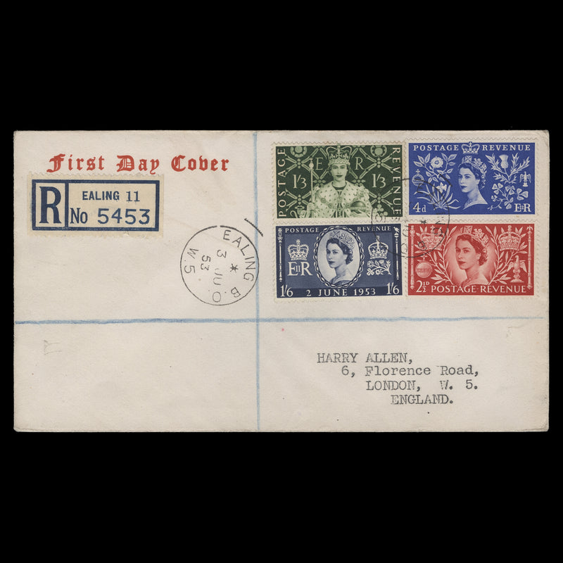 Great Britain 1953 Coronation first day cover, EALING