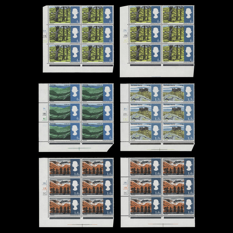 Great Britain 1966 (MNH) Landscapes ordinary cylinder blocks