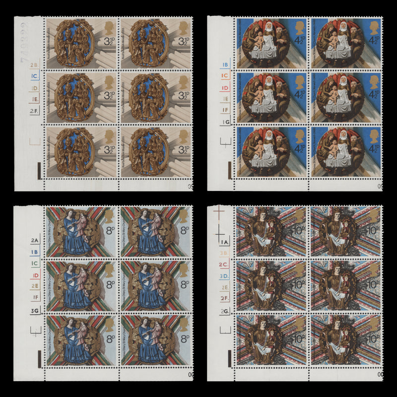 Great Britain 1974 (MNH) Christmas cylinder blocks